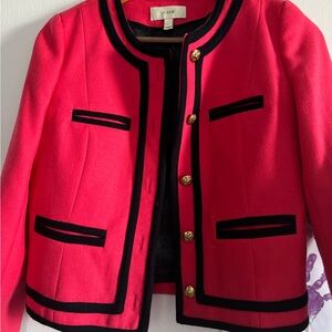 J. Crew Women's Vibrant Pink Blazer with Black Accents
